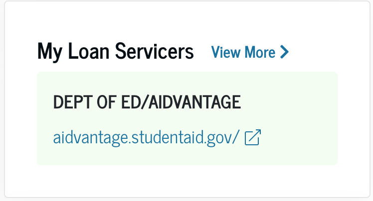 Image showing Aidvantage as the servicer of a federal student loan from the FSA website
