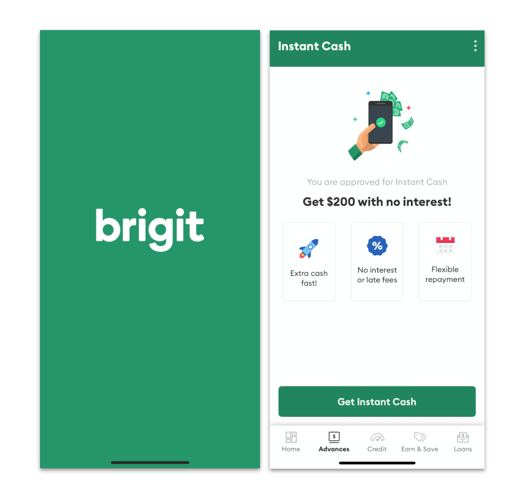 Screenshot of Brigit cash advance