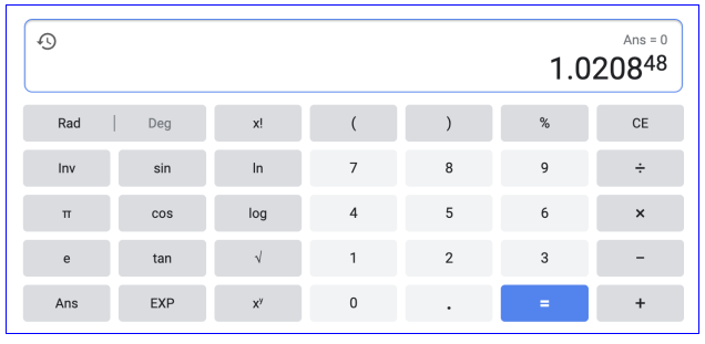 Screenshot 3 of calculator when calculating a personal loan payment