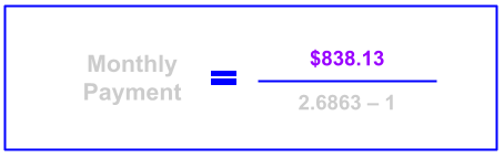 Solving for numerator and denominator when calculating personal loan payment.