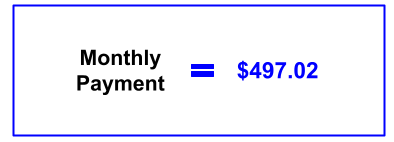Calculating personal loan payment for $15,000 loan, 48-month personal loan with a 24.99% APR is $497.02