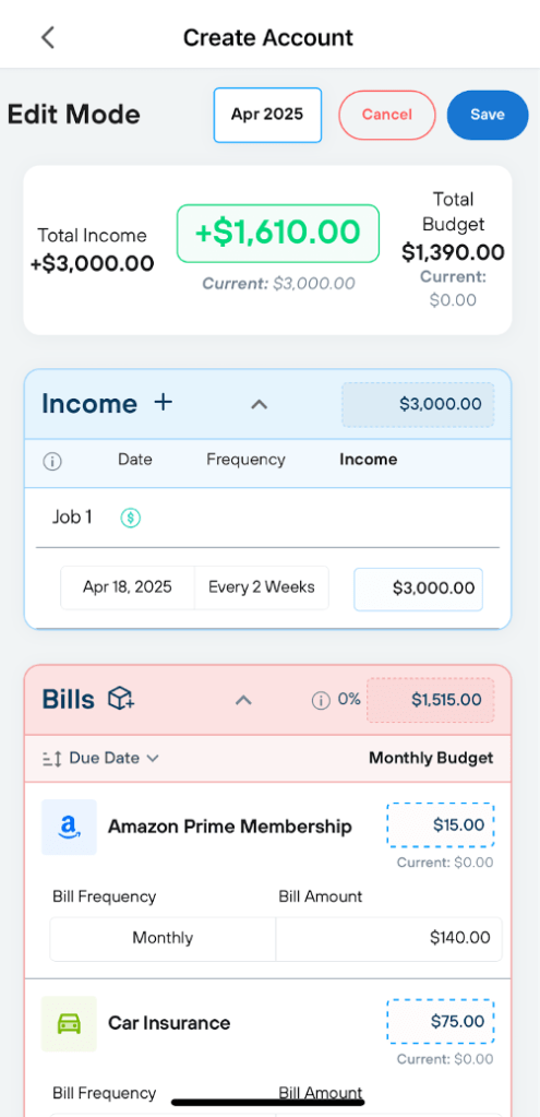Qube create account interface