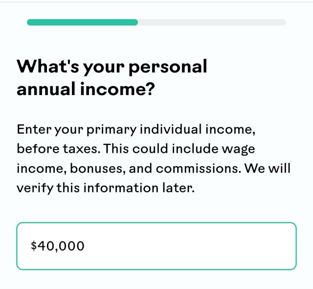 Splash asks "What's your personal annual income?"