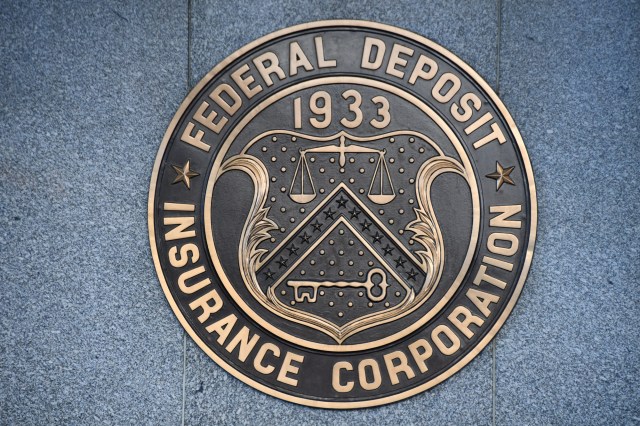 Metal FDIC seal on buildiing